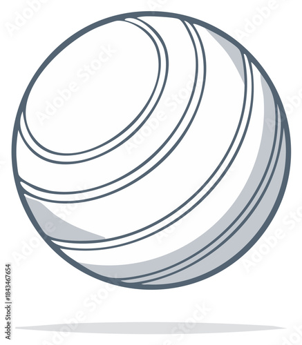 Simple graphic illustration of a striped ball with shading
