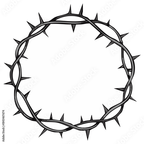 Thorns Wreath Symbol of Suffering and Sacrifice Religious Graphic Illustration