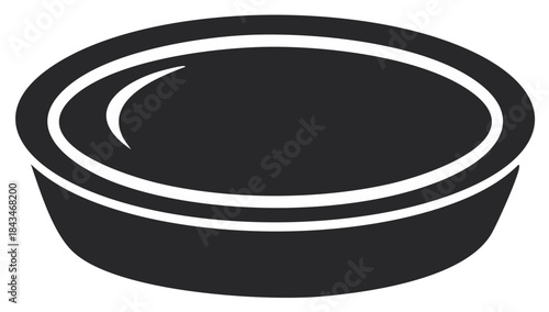 Simple dark oval dish outline graphic element with curved highlights