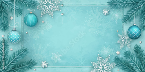 Elegant turquoise and light blue abstract Christmas background design with subtle texture, perfect for festive greetings and winter themes.