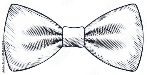 Classic Hand-Drawn Bow Tie Illustration Sketch with Elegant Hatching Detail