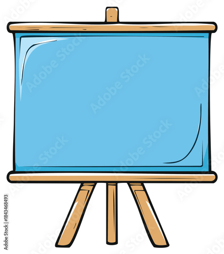 Blank Presentation Screen on Tripod Stand Cartoon Illustration