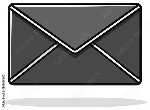 Simple modern dark gray envelope icon with white trim and shadow