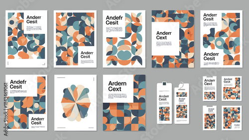Abstract Geometric Shapes Poster Collection With Bauhaus Influence And Vibrant Color Palette