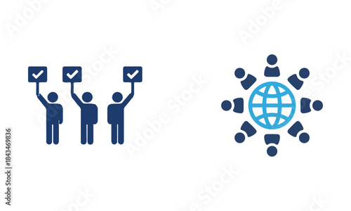 Global Consensus and International Teamwork Icon Set