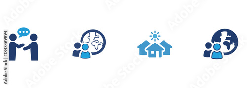 Icon Set for Communication, Global Community, Housing, and Social Networking