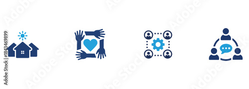 Modern Icons for Community, Collaboration, Social Responsibility, and Teamwork