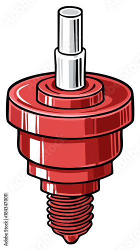Red automatic poultry water nipple drinker vector illustration