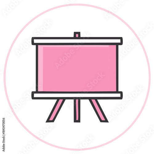 Presentation Easel with Pink Board and Simple Line Art Design