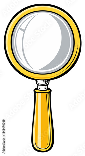 Magnifying Glass Icon Gold Rimmed Detailed Illustration Inspection Search Research