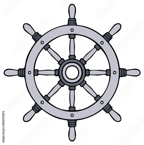 Classic nautical helm for steering a ship or boat adventure