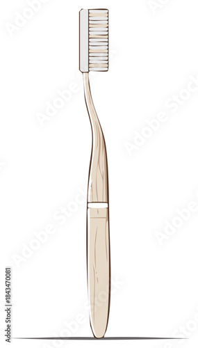 Toothbrush Illustration with Handle and Bristles for Dental Care and Hygiene