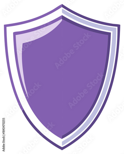 Isolated illustration of a purple and white shield icon used for protection security safety and defense concept