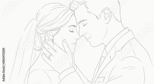 bride and groom on a white background