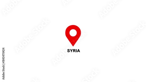Wallpaper Mural Syria country location pin animation. GPS tracking map pointer icon with alpha channel and white background, 4K video. Torontodigital.ca