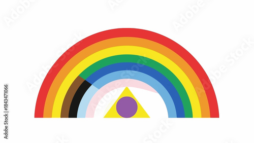 Intersectional Progress Pride Flag Rainbow with Triangle and Circle Graphic Design