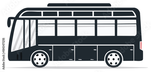 Modern Black City Bus with Multiple Doors and Large Windows for Passenger Transport