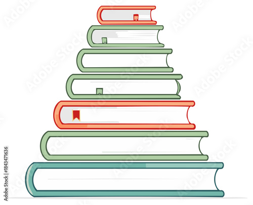 Illustration of Stacked Books with Bookmarks for Education and Learning Concepts