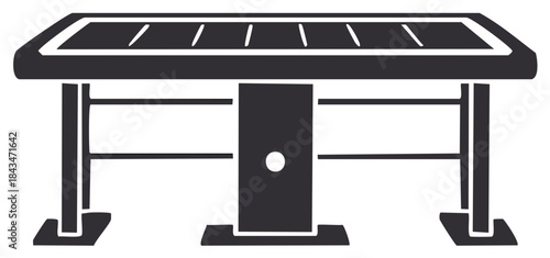Solar panel smart bench for public charging station simple icon. Modern urban furniture with renewable energy source vector.