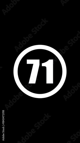 Seventy One Number 71 in White Oval on Black Background