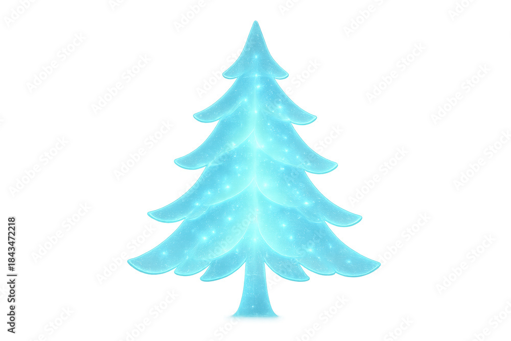 Fototapeta premium Stylized glowing christmas tree icon displaying winter holiday spirit with sparkling lights on transparent background