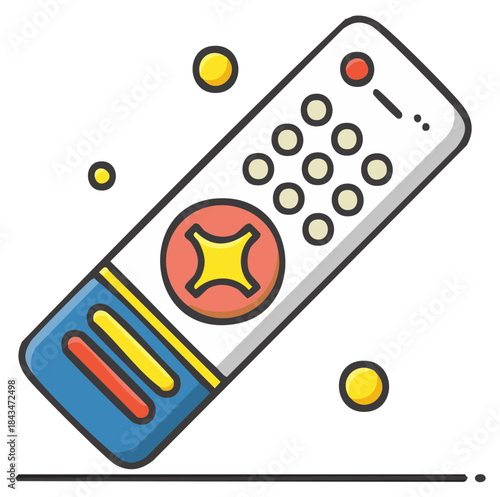Colorful remote control for modern entertainment technology flat design icon