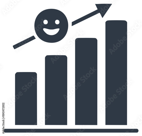 Happy Face Icon on Upward Trending Bar Graph