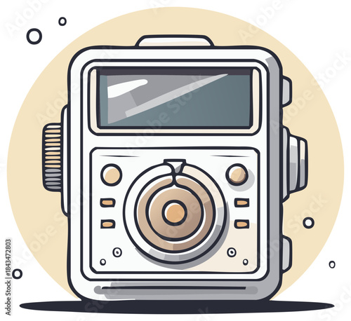 Retro portable audio player with analog dial and screen