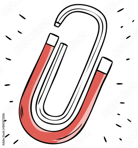 Hand-drawn horseshoe magnet with radiating lines suggesting magnetic force