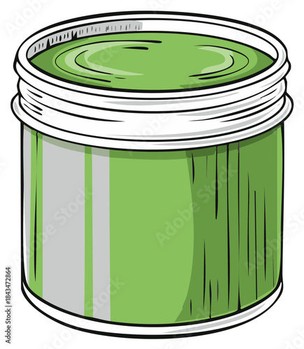 Stylized Glass Jar Container Featuring Green Contents Freshness in Culinary Preparation or DIY Craft Project Supply Storage Needs