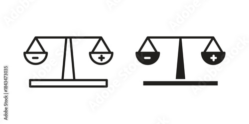 Moral icons. Solid black silhouette and line art outline. Minimal design element,