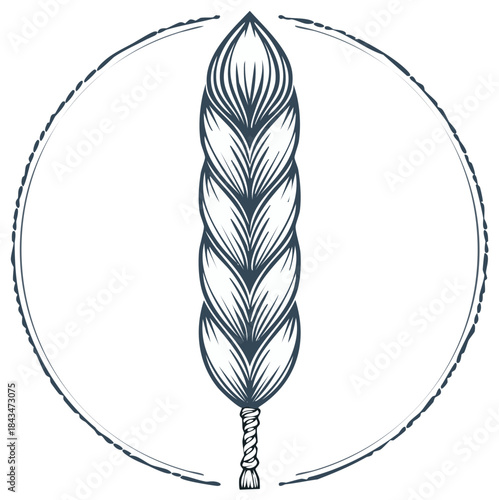 Stylized hop cone icon with twisted stem and circular border