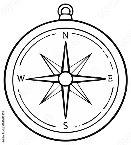 Classic Compass Rose Illustration Nautical Navigation Tool Directions Cardinal Points Symbol