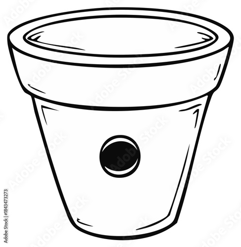 Elegant Empty Flowerpot Illustration Potting Container for Plants or Herbs in Monochrome Black and White Style