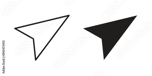 Navigate icons. Solid black silhouette and line art outline. Minimal design element,