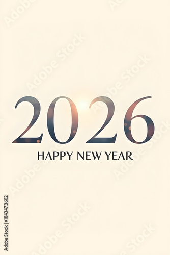 2026 Happy New Year Off White Minimal Poster