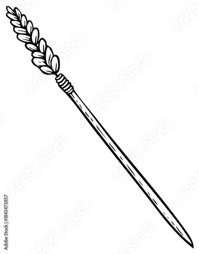Ancient spearhead stylized as a wheat stalk outline drawing