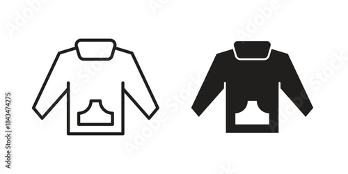 Nylon jacket icons. Solid black silhouette and line art outline. Minimal design element,