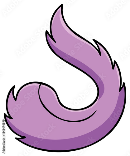 Vibrant purple fuzzy animal tail illustration with playful cartoon style and soft shading