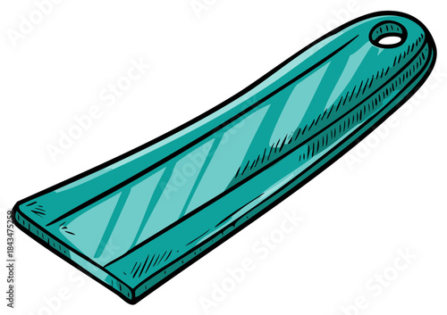 Vibrant turquoise shoehorn vector cartoon illustration a practical footwear accessory for dressing