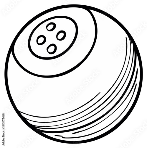 Simple line drawing of a single bowling ball with four holes