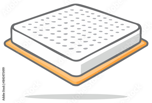 Square Orthopedic Mattress on a Bed Base Box Spring Simple Vector Icon
