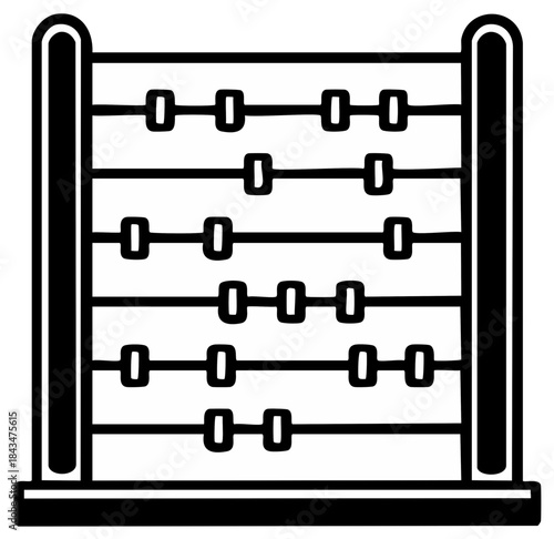 Black and white abacus illustration. Counting math educational vector.