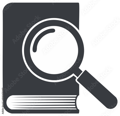 Magnifying Glass Over Book Symbolizing Search Exploration Learning Research