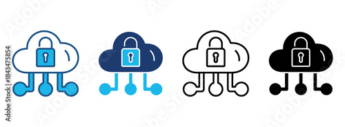 Lock Icon Set With Multiple Styles. Vector Illustration