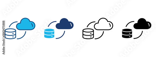Cloud Storage Icon Set With Multiple Styles. Vector Illustration