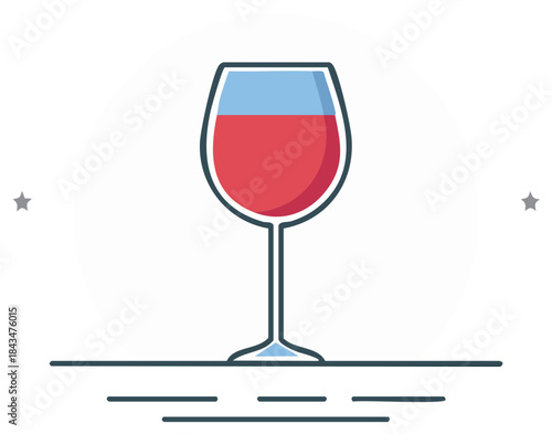 Red Wine in a Glass Icon for Drinks and Restaurants with Modern Art Style