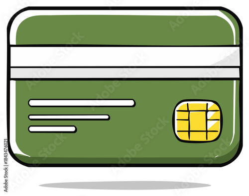 Green Credit Card with Chip and Magnetic Stripe