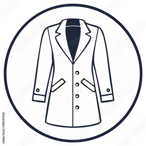 Overcoat line art icon vector illustration of winter fashion outerwear in a circle