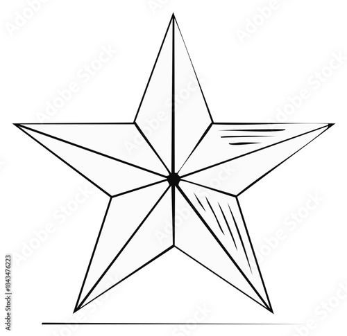 Five Point Star Geometric Outline Vector Isolated Illustration Drawing
